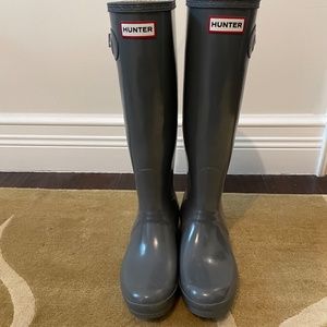 Hunter Women's Original Tall Gloss Rain Boots-Dark Grey-size 7M